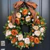 15.75inch Artificial Peony Wreath Green Leaves Large for Home Holiday Decor