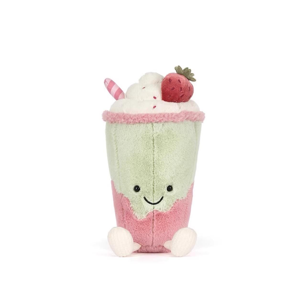 Süße Jc Erdbeer-Matcha-Latte Plüschtiere Stofftiere Weiche und bequeme Sofakissen Schreibtischdekoration Überraschungsgeschenke