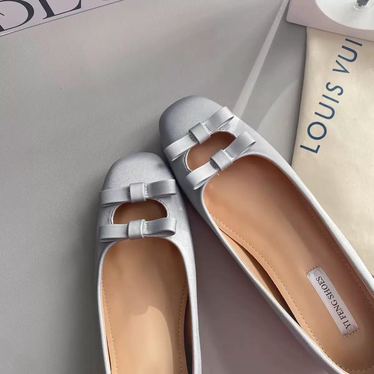 

Версия из овчины Небольшое увеличение внутренней высоты Туфли на плоской подошве Женские туфли-балетки с бантом с мелким вырезом Квадратный носок Туфли Мэри Джейн 39