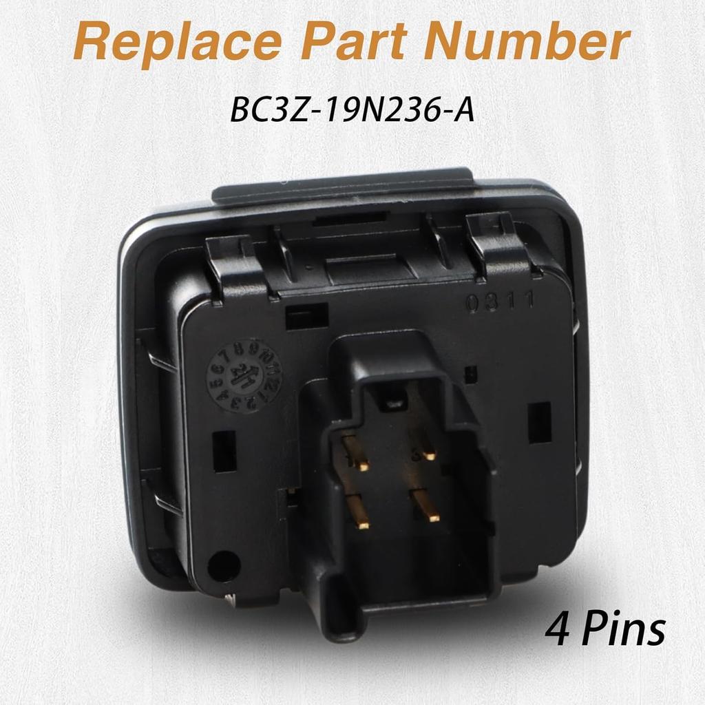 Center Console Power Outlet Plug 110V/150W Rear AC Outlet Socket Assembly Compatible With Ford F-150 2010-2014, F-250 350 450 Super Duty 2011-2016,