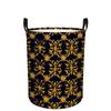 1pc, Dokriy, Large-Capacity Black And Golden European Retro-Style Symmetrical Floral Round Storage Basket, Foldable Laundry Basket with a Convenient H