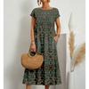 Women's Loose Cotton Linen Summer Dress with Round Neck and Pocket
