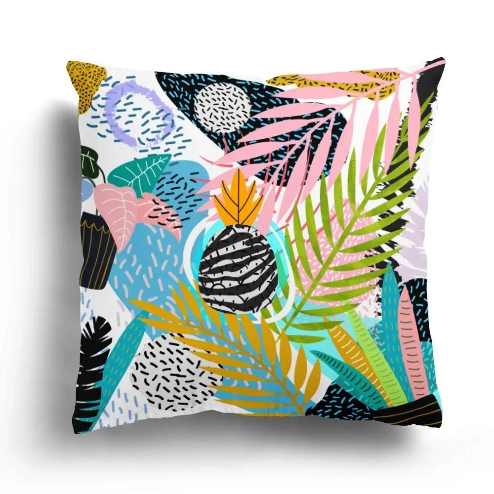 Office Sofa Car Cushion Cover Luxury Home Decoration Pillow Cover Creative Leaves Tropical Plant Pattern