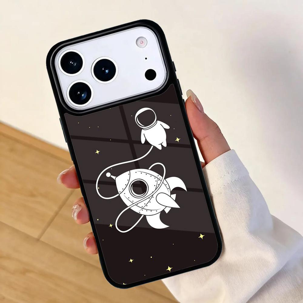 Starry Space Moon Astronaut Aesthetic Phone Case For Apple iPhone 17 Air 16 Pro Max 15 Pro Max 14 13 12 11 Mini Back Cover