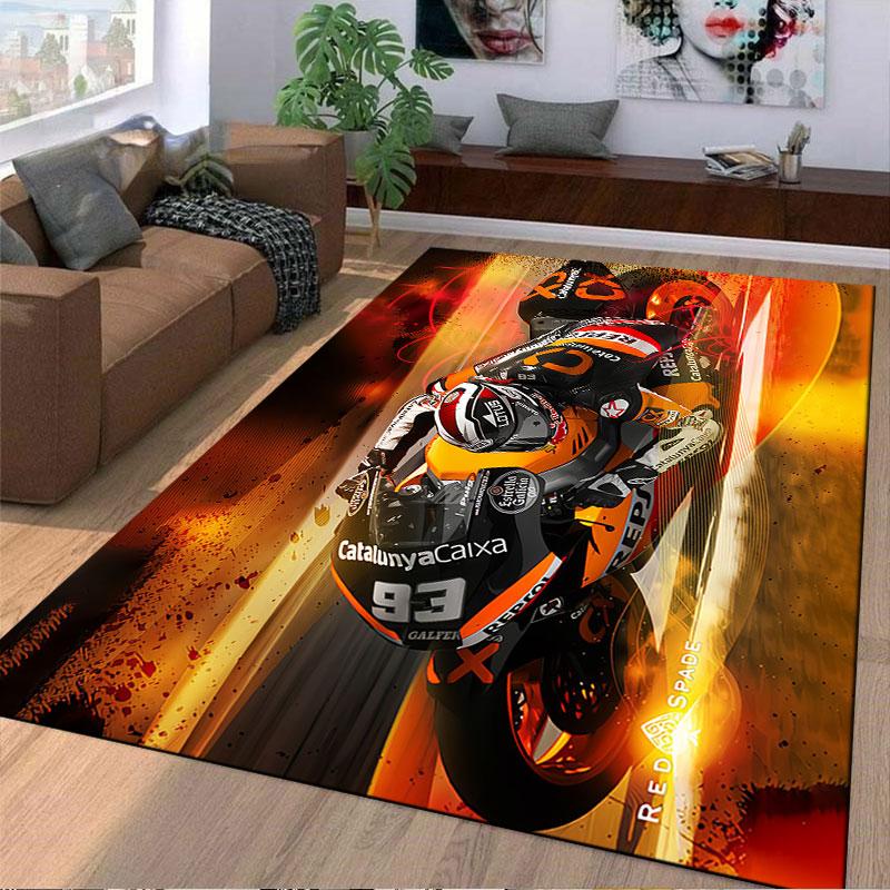 Motorcycle Racer Art Carpet suitable as a non-slip mat for the living room or bedroom sofa