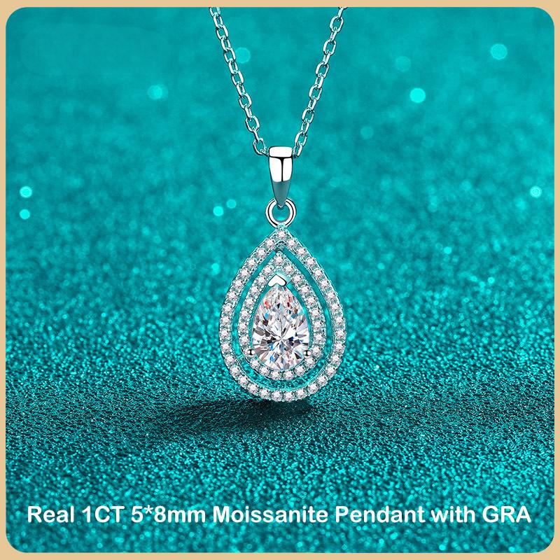 

Настоящее сертифицированное GRA 1CT 5*8 мм грушевидное ожерелье с подвеской из муассанита для женщин S925 серебряное бриллиантовое ожерелье-цепочка с каплей воды