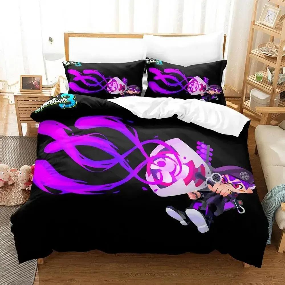 Kawaii Game Splatoon 3 Sleep Bedding Collection Single Size Twin Size Full Queen Dimension King Size Size Bed Collection Adult Kid Bedroom Duvet cover