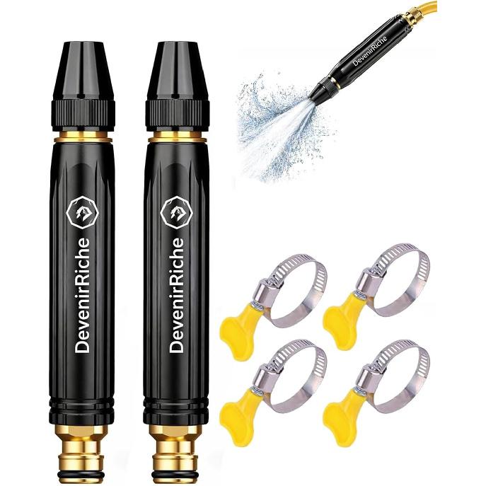 Home High-Pressure Car Wash Water Gun with Booster Nozzle and Hose, Metal 3 Adjustable Water Cannon/Sprayer/Washer, A Must-Have for Watering Plants