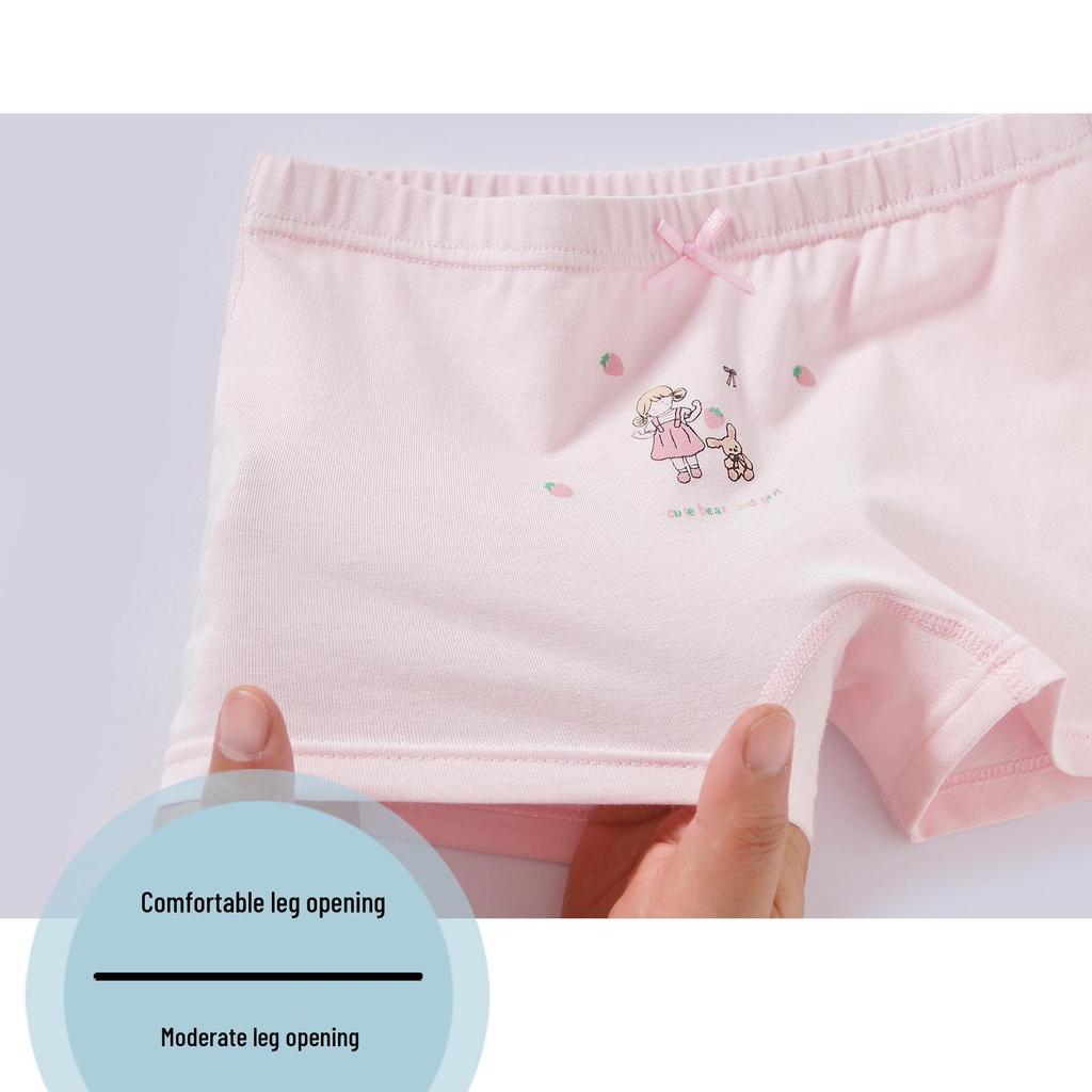 Girls' Pure Cotton Cartoon Boxer Briefs - Antibacterial & Comfortable Toddler Underwear