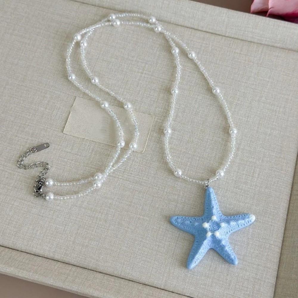 Bohemian Starfish Necklace Beach Surfer Trendy Beach Necklace Summer Clavicle Chain  Holiday Choker