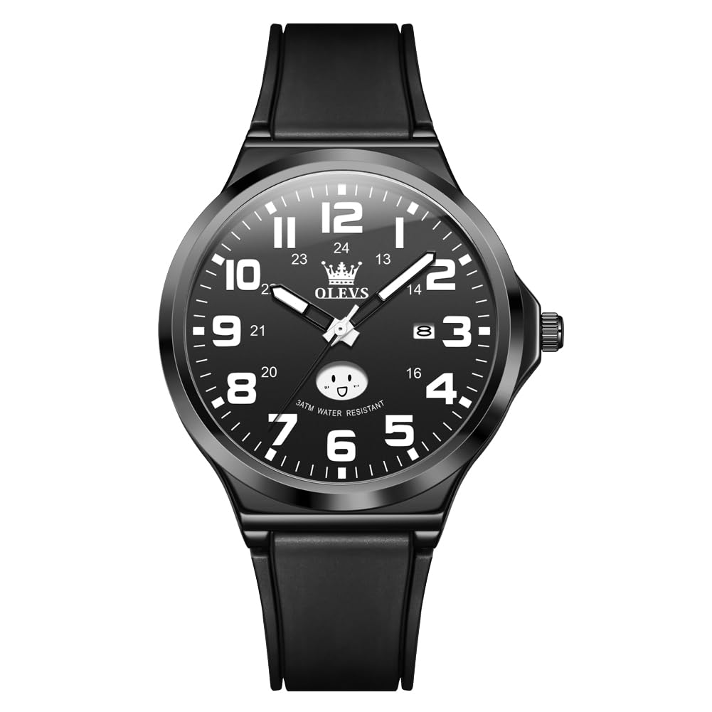

OLEVS Men s Watch, Stylish Ultra-Thin Silicone Strap, Quartz Movement, Analog, Date Display, for Men