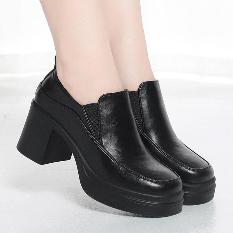 

6.5cm Retro Deep Mouth Elegant Women s Shoes Platform Pumps 2026 Autumn Block High Heel Shoes Gladiator for Office Model Dress 34