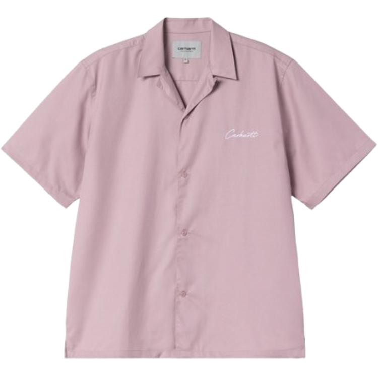 Carhartt WIP Logo Button Short Sleeve Shirt Men shirts Pink I031465-2QS-XX