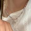 Color Crystal Beaded Bow Necklace Female Niche Design Sense Small Fresh Collarbone Chain Versatile Temperament Neck Chain