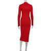 Pure Wind Autumn and Winter Fashion Sexy Chest Long Sleeve Hollow Design Slimming Dress