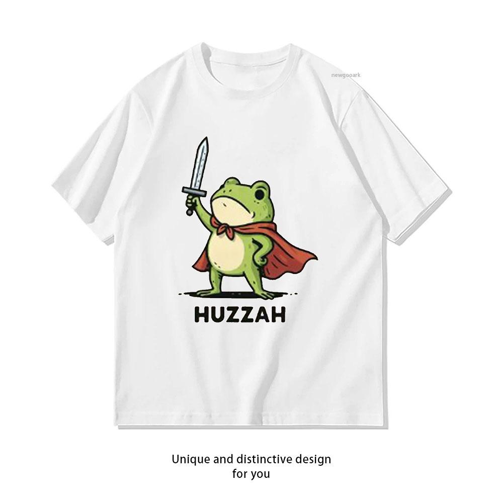 Frog Knight Huzzah Frog Medieval Frog Tshirt Woman Man Summer Cotton Graphic T Shirts Adult Streetwear Camisetas Tops Tee S