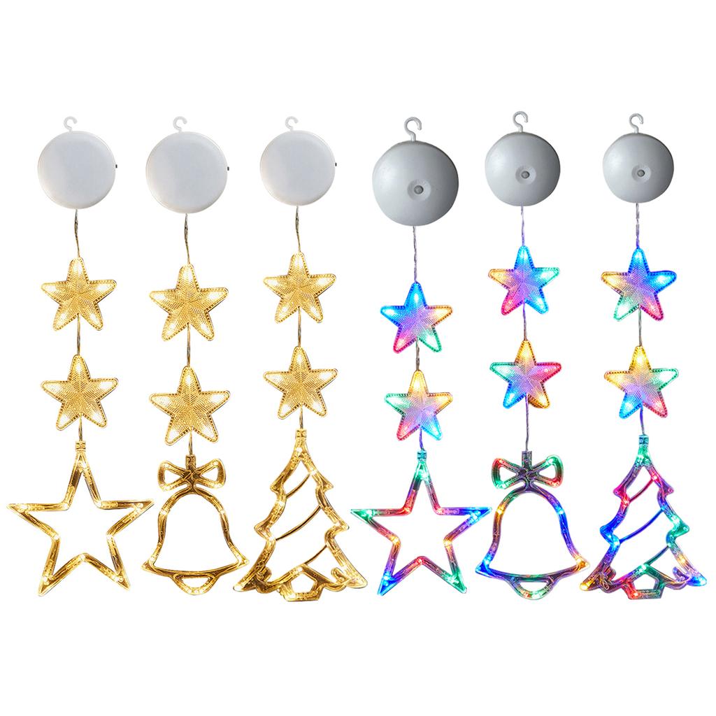 3Pcs LED Christmas Window Lights with Suction Cups Christmas Window Hanging Lights for Christmas Window Glass Wall Indoor Decor