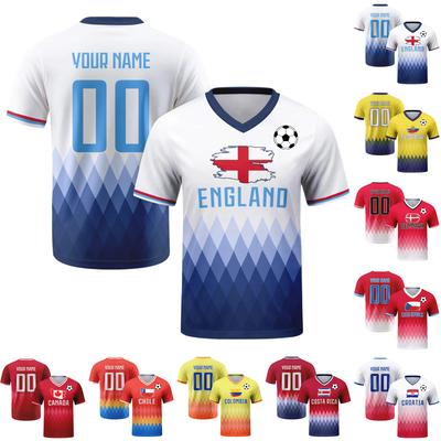 Customizable DIY Soccer Jersey Shirt with V Neck Short Sleeves Breathable Material Czech Print for Sports Teams