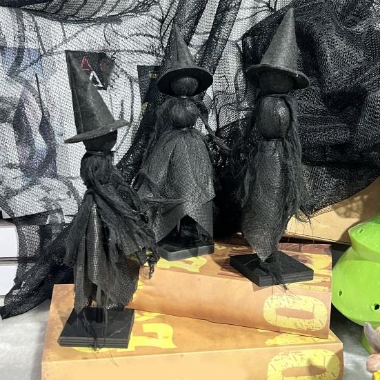 Halloween Witch Decoration Light Up Witch Figurine Spooky Witch Ornament with Glowing Face for Mantel Tabletop Shelf Decor