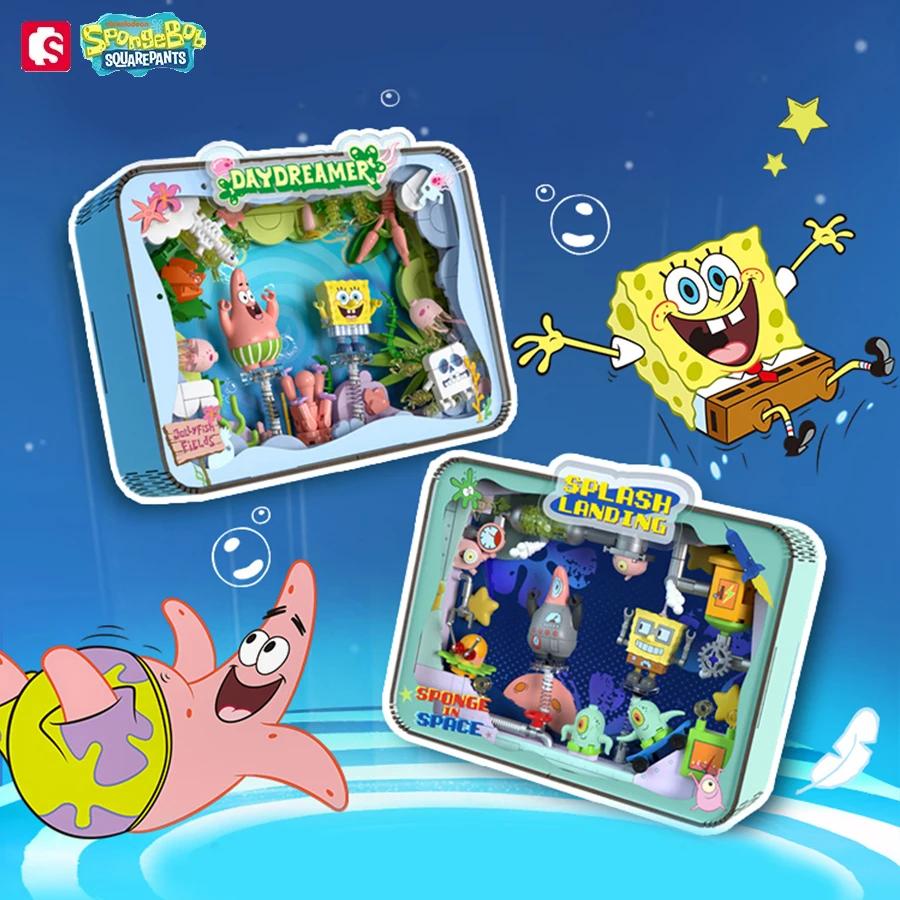 SpongeBob SquarePants Building Blocks Cartoon Characters Patrick Star Po Frame Bricks Set Desktop Decoration Kids DIY Toys