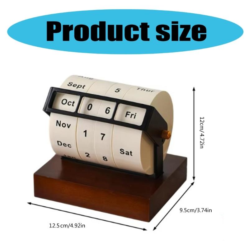 Rotating Calendar Decorative Calendar Desk Calendar Wood Calendar Office Supplies for Farmhouse Household