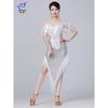 Sequined Fringe Latin Dance Skirt Women Performance Stage Wear Sexy Salsa Costume Irregular Hem