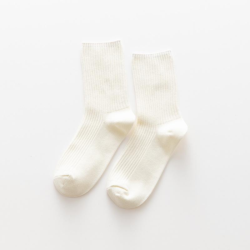 

Retro Striped Knee-High Women s Scrunch Socks - Japanese Style, Double-Needle Combed Cotton for Spring and Autumn. One Size белый/кремовый