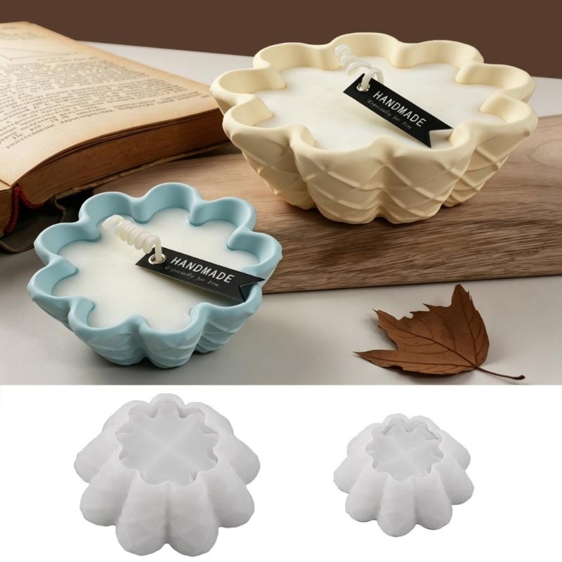 Large Round Silicone Mold For Making Waffle Bowl Candle Jewelry Dish And Soap Tray With Diamonds Texture Design