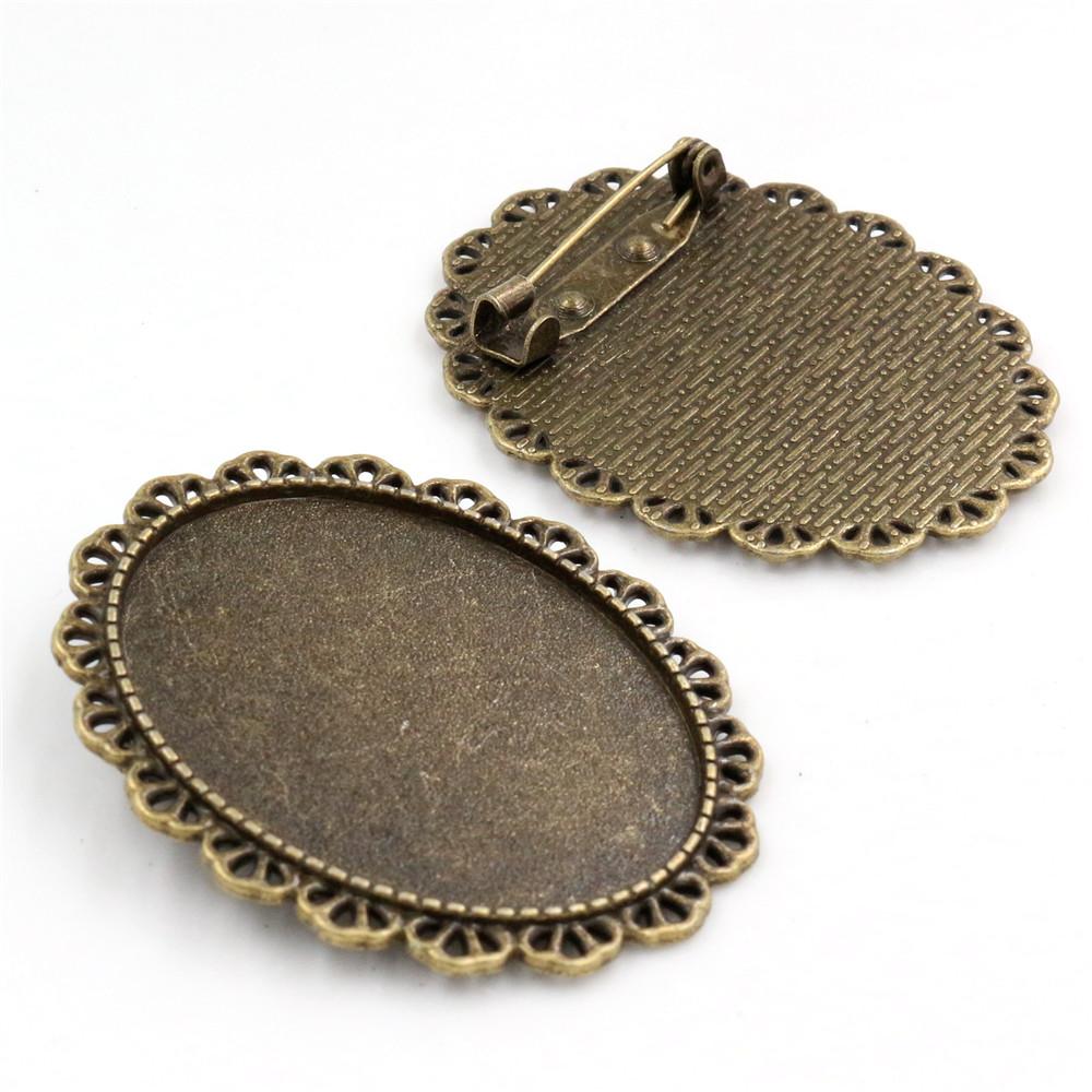 New Fashion 5pcs 30x40mm Inner Size Antique Silver Plated Gold Color Bronze Black Pin Brooch Simple Style Base Setting Pendant