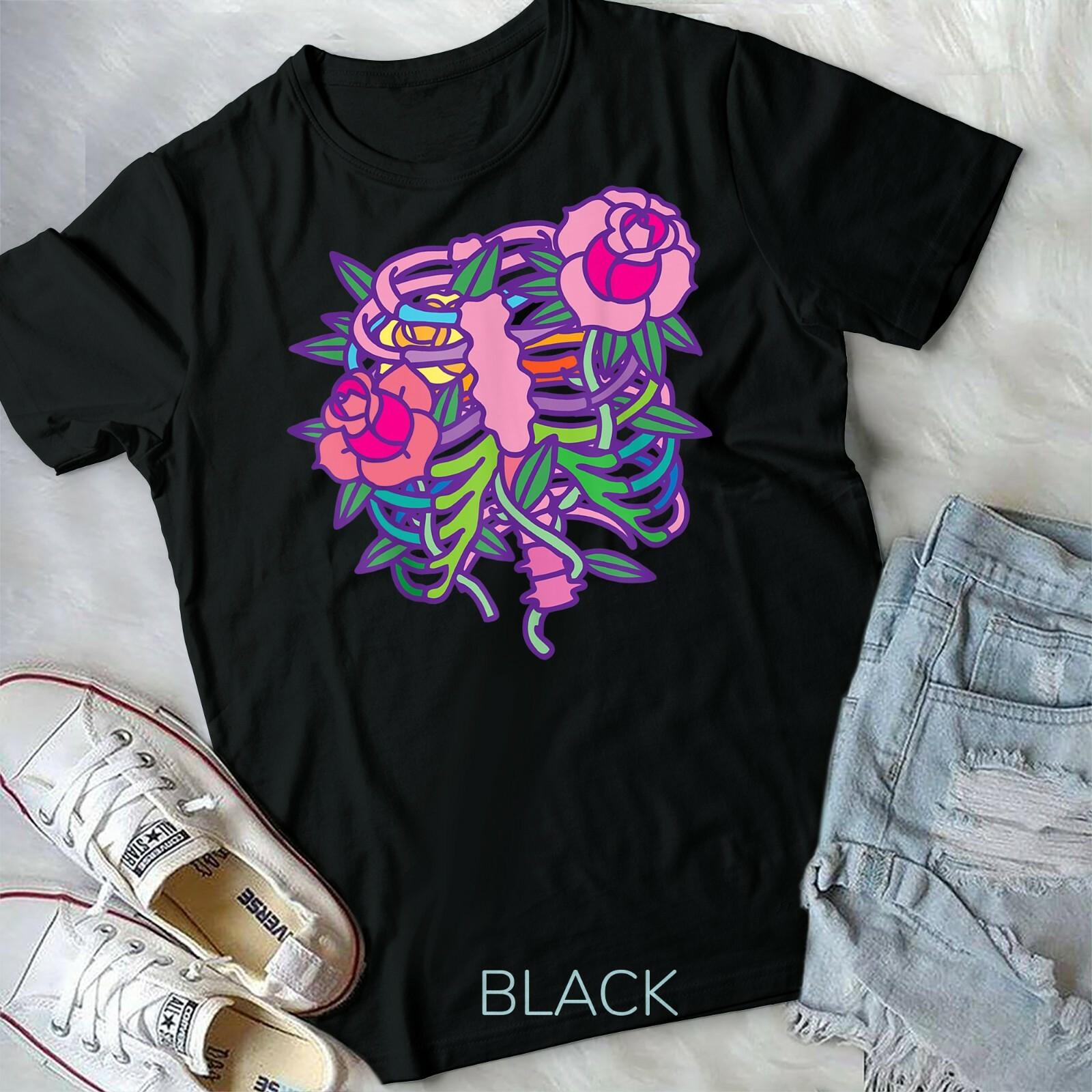 Pastel Goth Aesthetic Anime Rib Cage Flowers Unisex Form T-shirt Youth T-shirt S