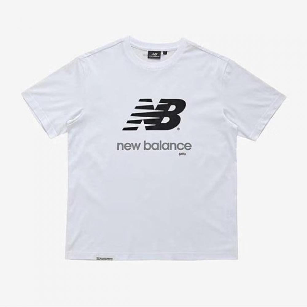 New Balance EssenTial Back Big Logo ShorT Sleeve T shirT whiTe Nbned21033