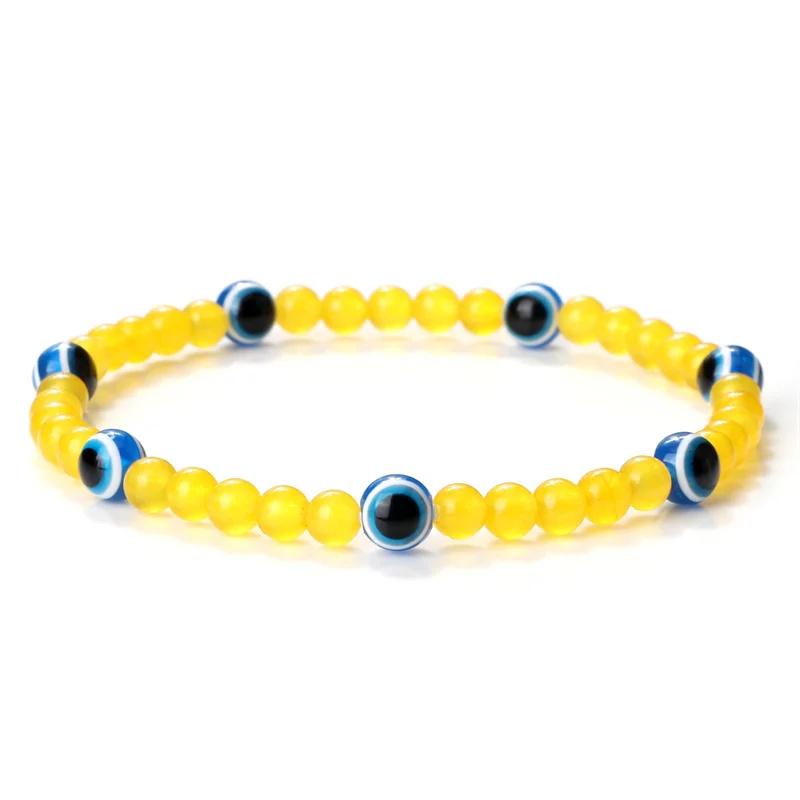 Türkisches blaues Armband mit bösen Augen, 4 mm Mini-Perlen, natürliches Tigerauge, Lavastein, Glücksarmbänder für Frauen und Männer, Schmuck, Pulseras Homme