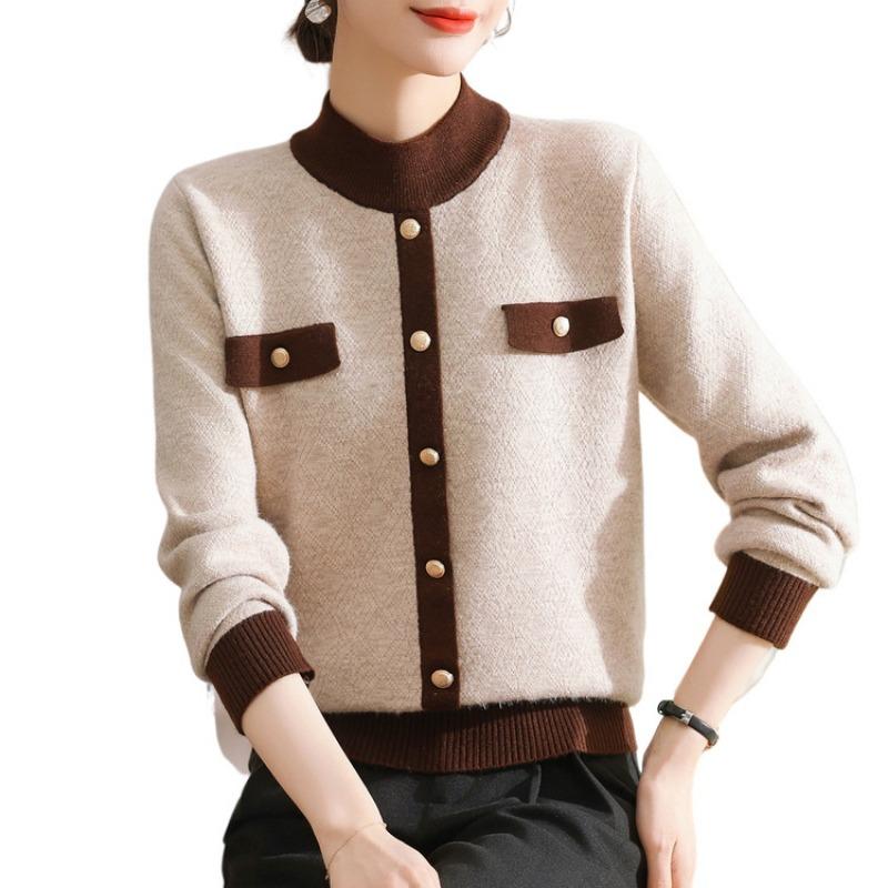 Autumn and winter mother's plush sweater medium-aged women's knitted sweater thickened sweater warm mother-in-law bottoming top