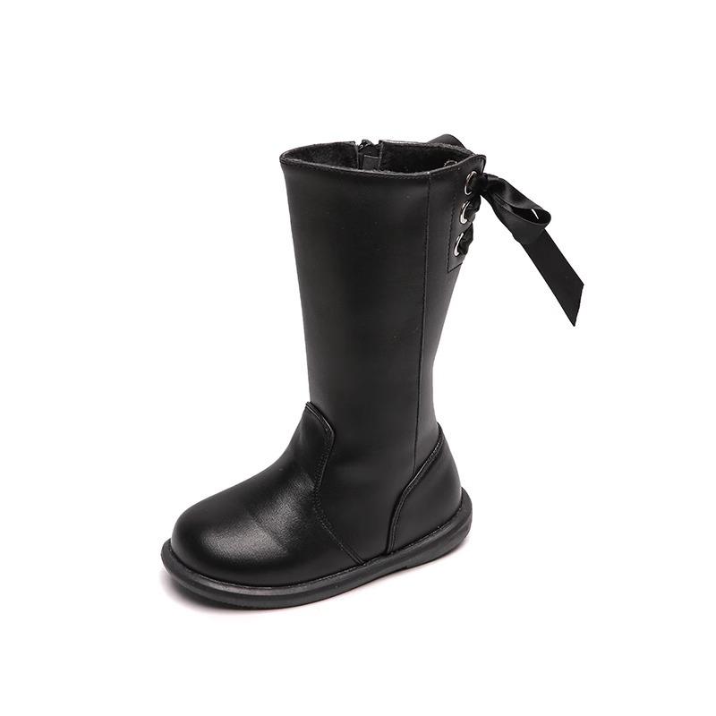 

Детские сапоги Принцесса Осенние и Зимние Плюшевые Детские Сапоги Средние Сапоги Рыцарские Сапоги для Маленьких Девочек Длинные Сапоги для Девочек 24 чёрный