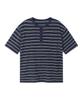 Dibsenseu Striped Henley Neck Short Sleeve T-Shirt - Blue