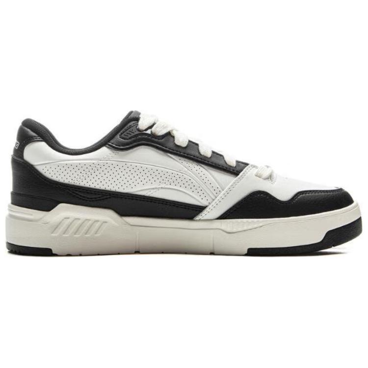 Li Ning Common 80s Classic Fashion Retro Versatile Thick Sole Comfort Non-Slip Wear-Resistant Low-Top Skate Shoes Men sneaker White Black AGCV023-2