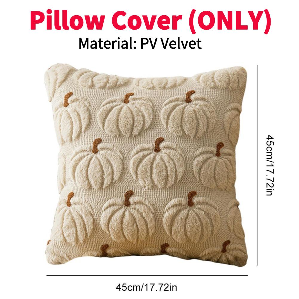 Ghost Pumpkin Pillow Covers 45X45MM Soft Plush Faux Pillow Cover Halloween Decor For Sofa Couch Bed Living Room Easy To Clean