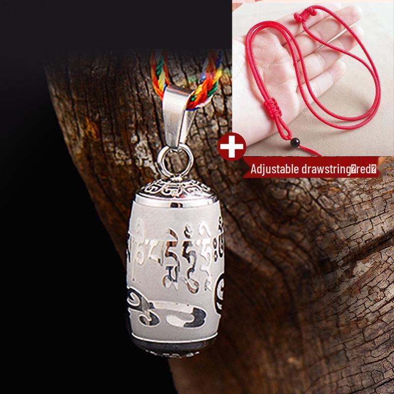 Titanium Steel Lengyan Mantra Pendant Necklace - Retro, Openable Amulet for Men & Women
