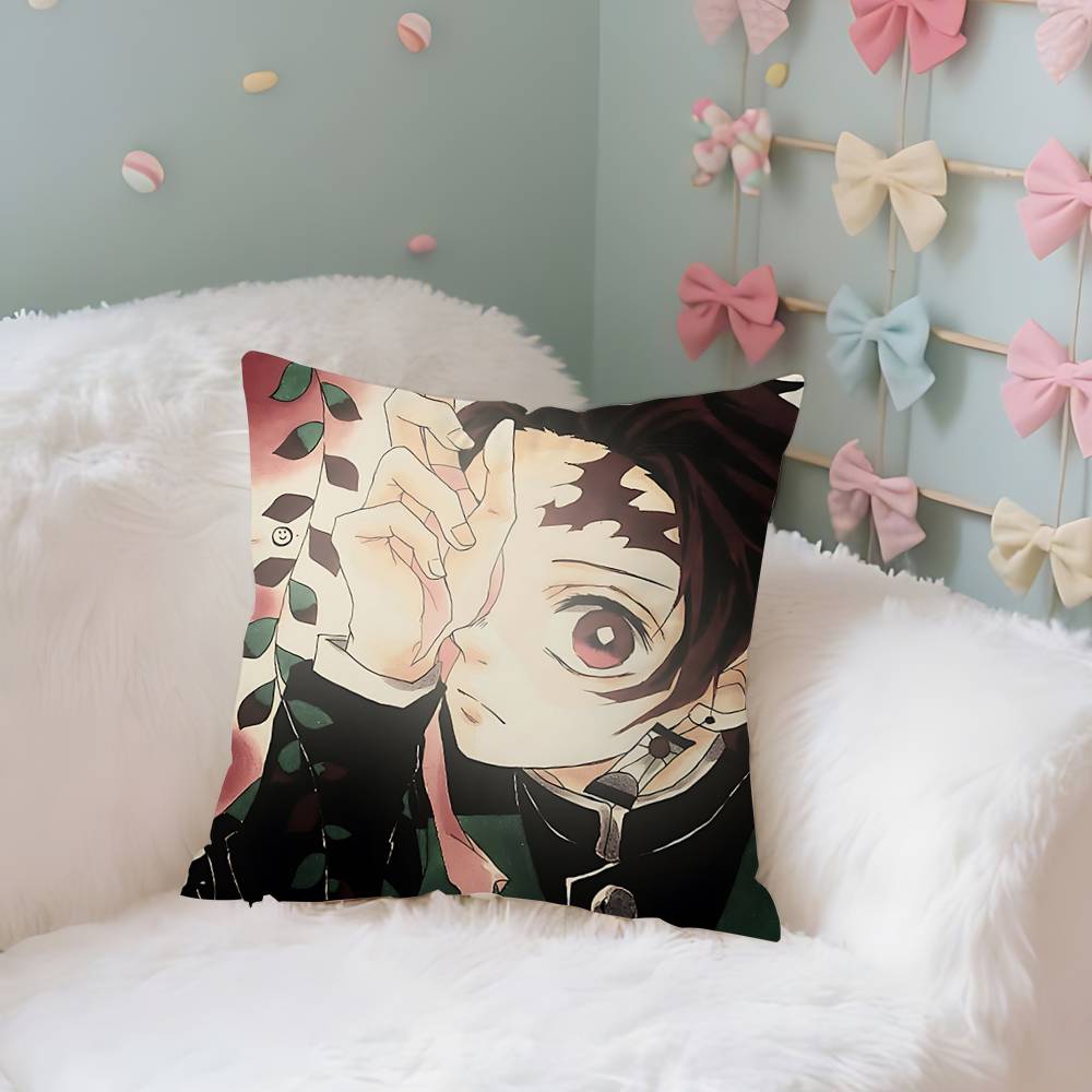 Amine K-Kimetsu No Yaibas Case Plush Fabric Soft Pillowcase Double Sided Print Cushion Cover Household Gifts