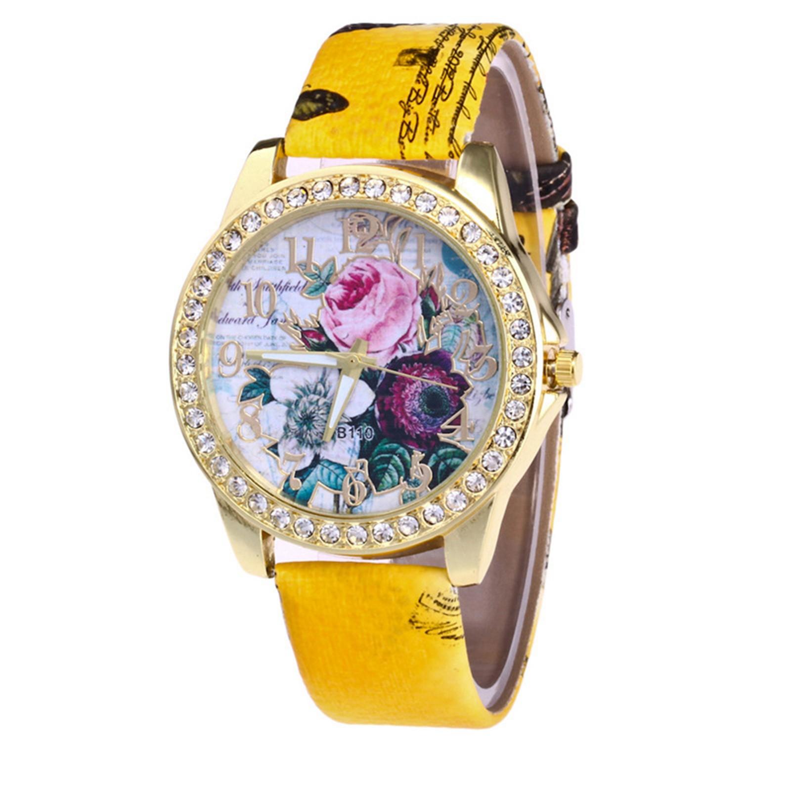 

Женские часы с кварцевым циферблатом, цифровые часы, матовый кожаный ремешок, женские часы и часы для девочек One Size жёлтый