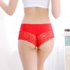Mid-Waist Ice Silk Seamless Lace Boxer Briefs with Hip-Lifting Design for Women
