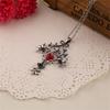 Fashion Vampire Diaries Vintage Charm Unique RED Sacred Heart Crystal Cross Pendant Necklace Jewelry Gifts
