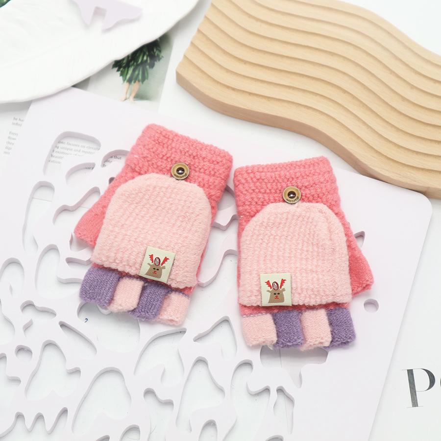 

Детские мультяшные плюшевые зимние перчатки с откидным верхом – полупалые, милые и теплые для детей One Size