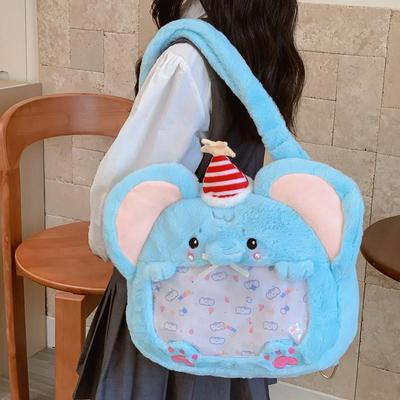 Cute Anime Elephant Kitten Plush Toy Shoulder Bag
