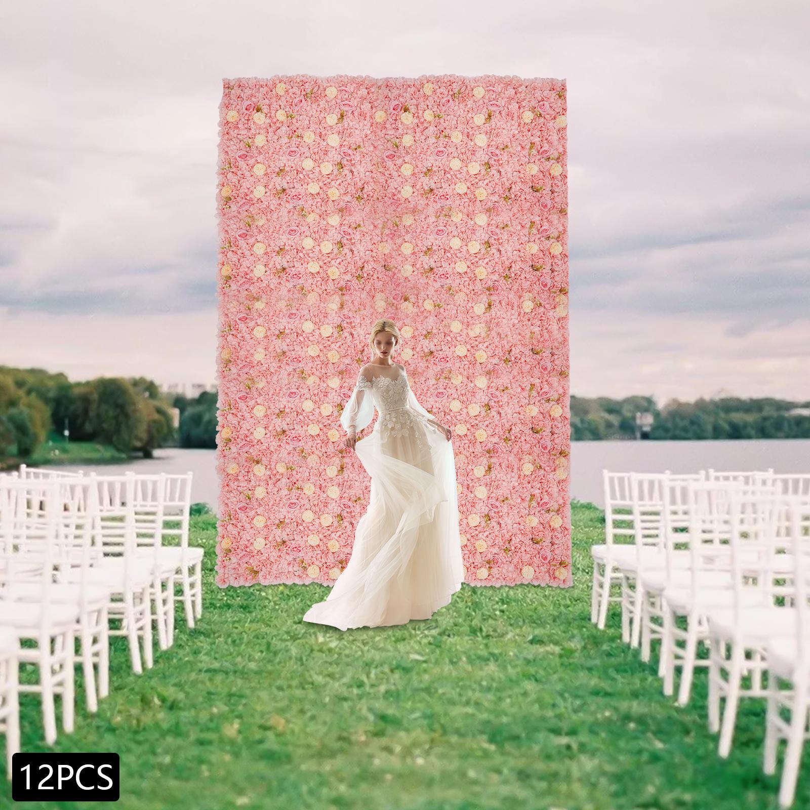 

3D Flower Wall Panel,12PCS Artificial Floral Backdrop,Rose Mat for Wedding Decor, Photo Booth Background,Home Party Arrangement розовый