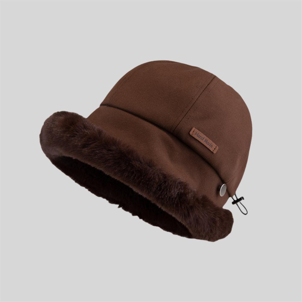 

Women s Outdoor Plush Padded Cold Hat Winter Ear Protection Fisherman s Hat Europe & the United States Windproof Warm Bucket Cap кофейный