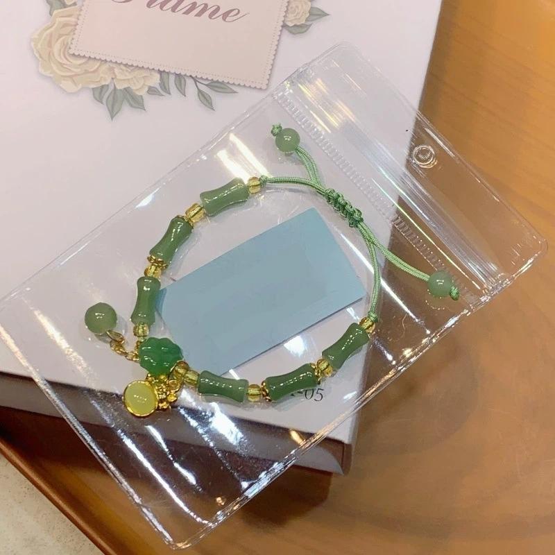 Chinese Style Handmade Lucky Four-Leaf Clover Beaded Bracelet For Women Girls Party Charm Jewelry Gifts