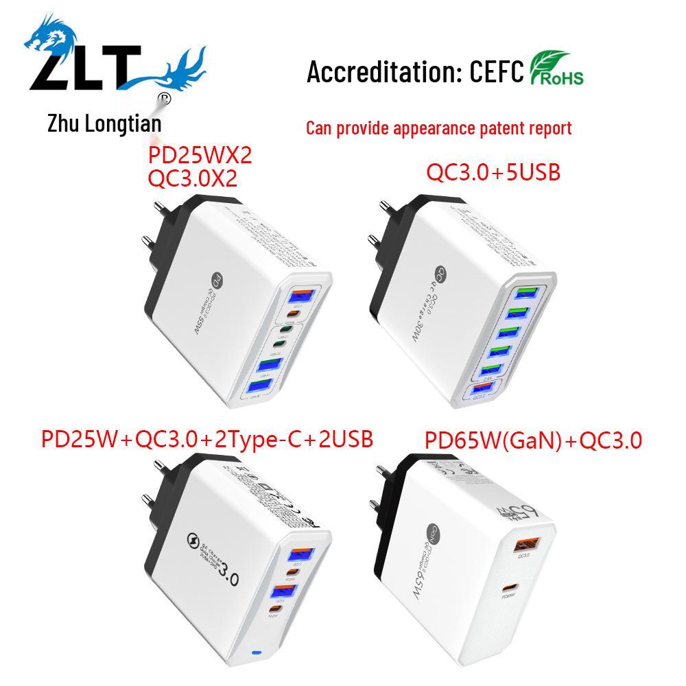 PD65W GaN Dual-Port Fast Charger for Computers & Tablets, EU Standard