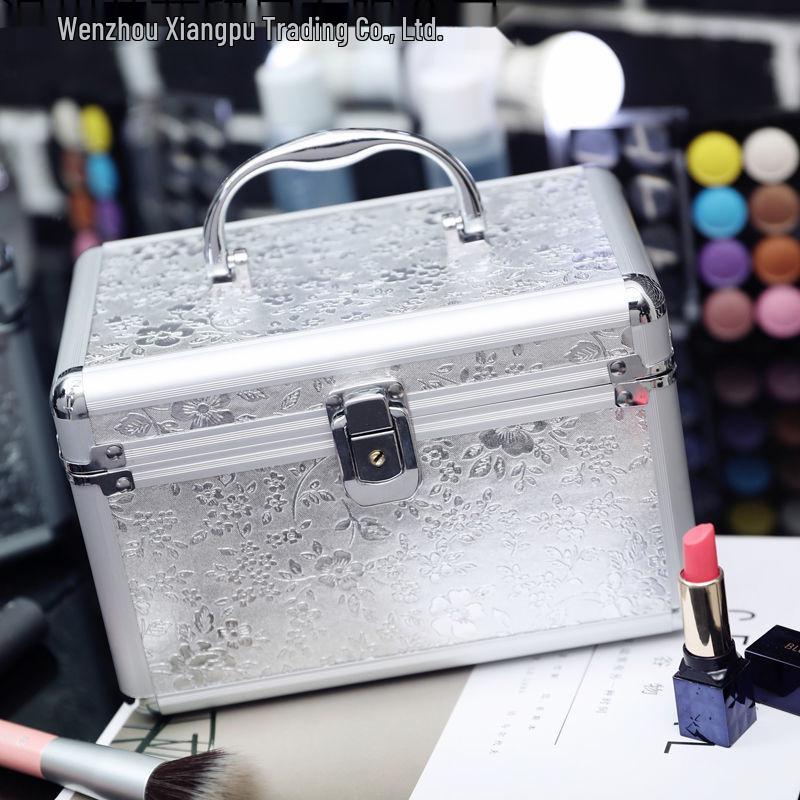 Запираемый двухслойный алюминиевый кейс для макияжа - Портативная дорожная сумка для хранения