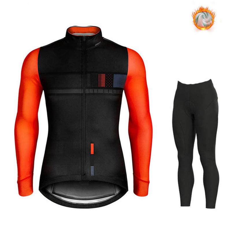 Warm 2024 Winter Thermal Fleece Cycling Men's Jersey Suit Outdoor Riding Bike MTB Clothing Bib Pants Set Spain Maillot Ciclismo